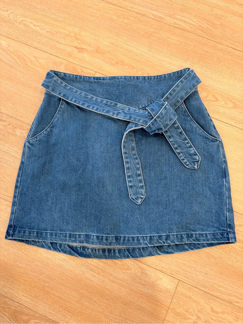 Vero Moda Blue Denim Tie-Waist Mini Skirt